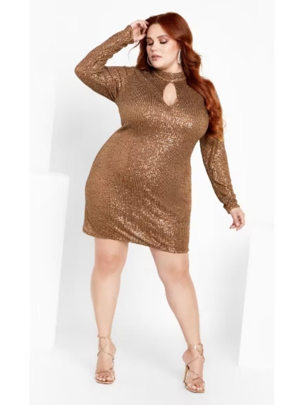 City Chic Glowing Sequin Dress Bronze Size L 20 Party Dress NWT Plus Size